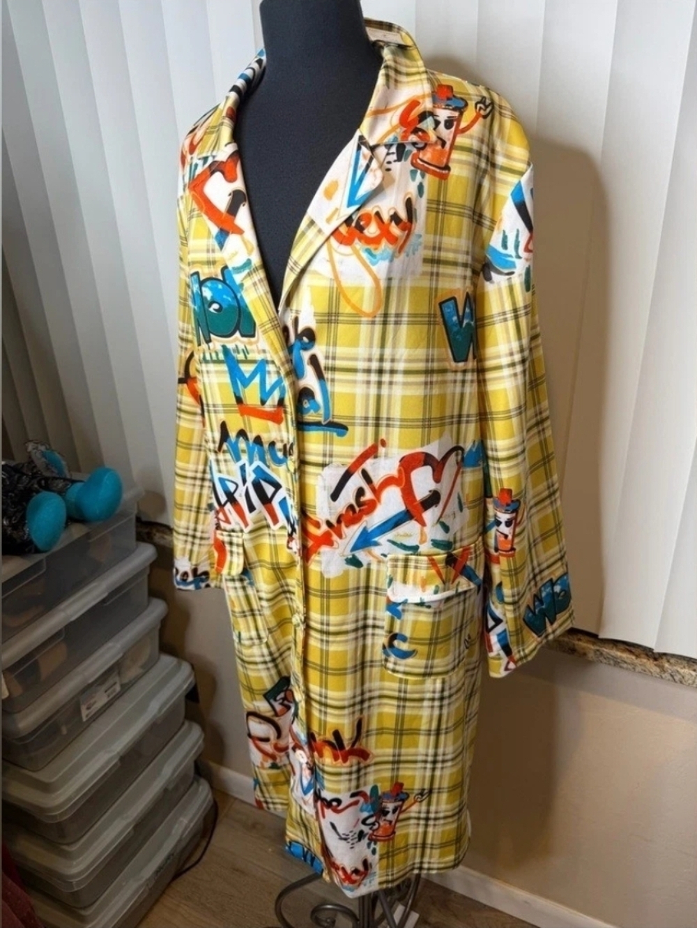 Yellow Plaid Ashely Stewart Duster Jacket NWT READ 18/20